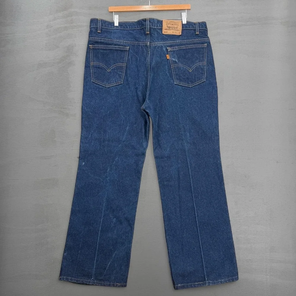 Vintage Levi's 517 Bootcut Jeans Blue Orange Tab Dark Wash Made in USA 40 x 29